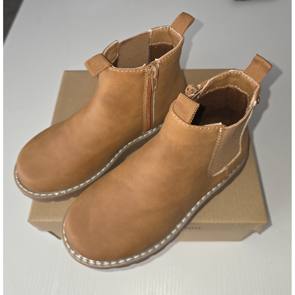 Lucky Brand Kids Basel Chelsea Ankle Boots Tan Brown Side Zip Lug Sole Size 11 - Picture 4 of 16